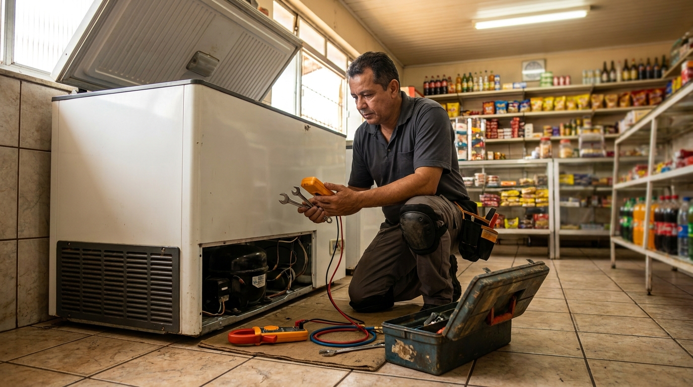 Técnico de conserto de freezer em residência em Maringá‑PR