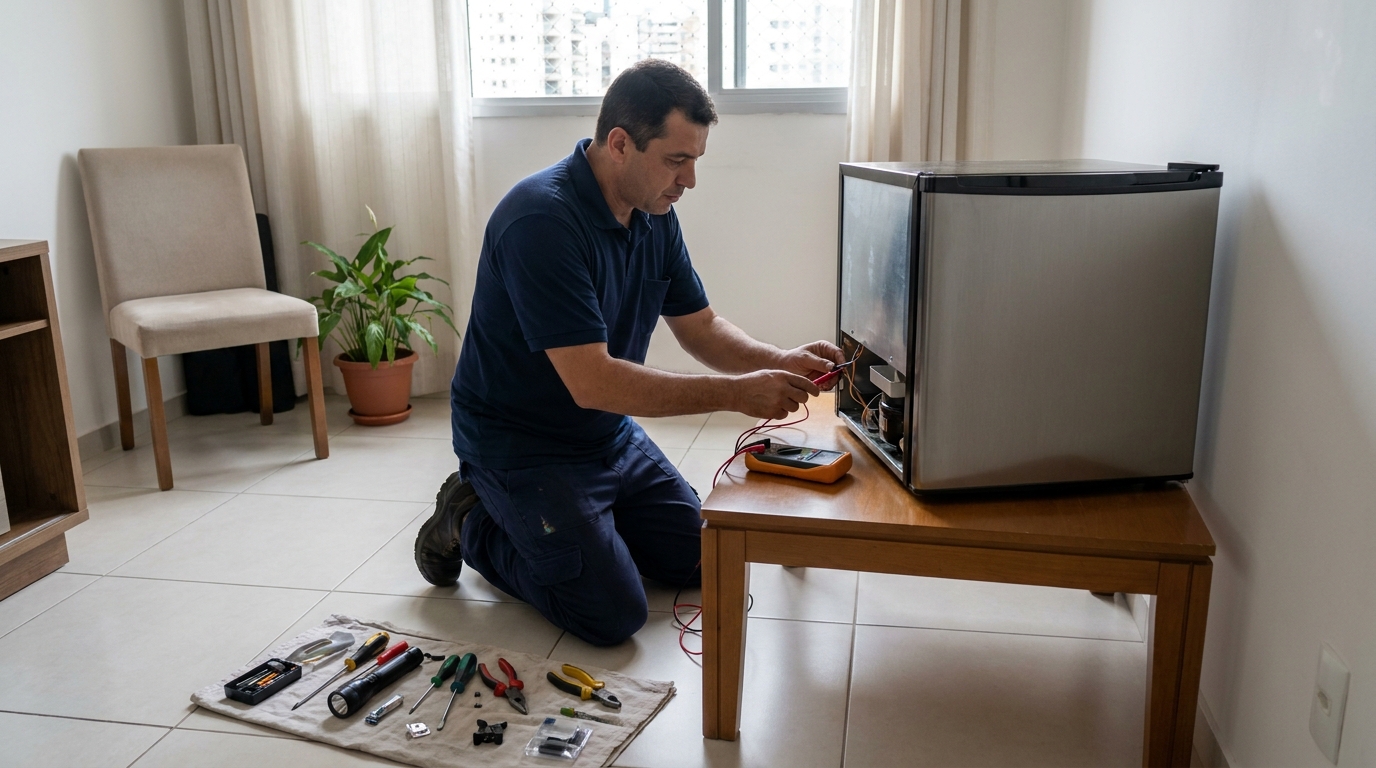 Técnico de conserto de frigobar em residência em Maringá‑PR